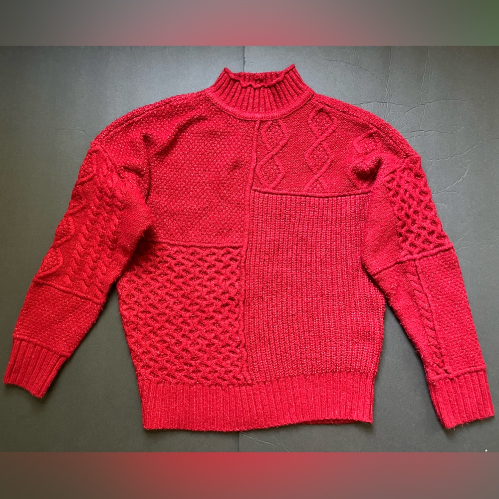 American Eagle Outfitters Red Cable Knit Sweater